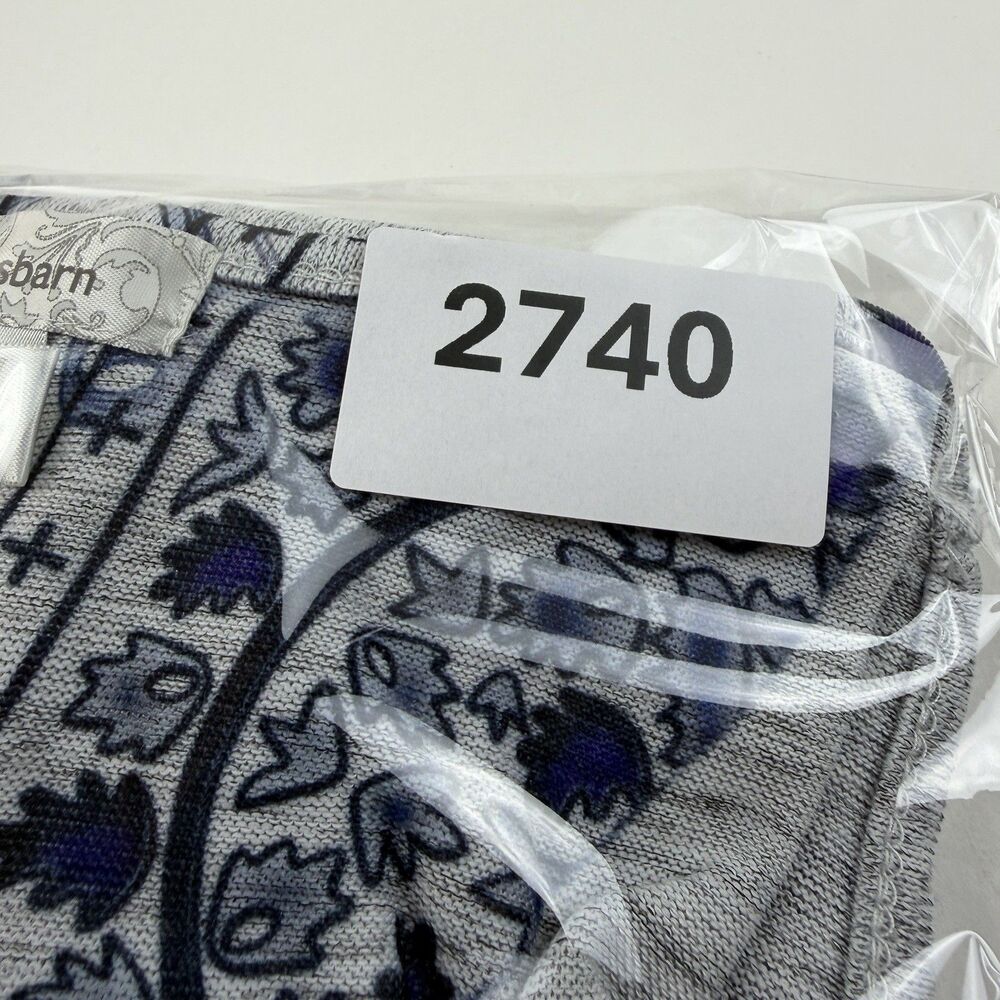 Dressbarn Womens Tunic Blouse 3X Plus Gray Blue Floral Studded V Neck Boho Artsy - Picture 11 of 11